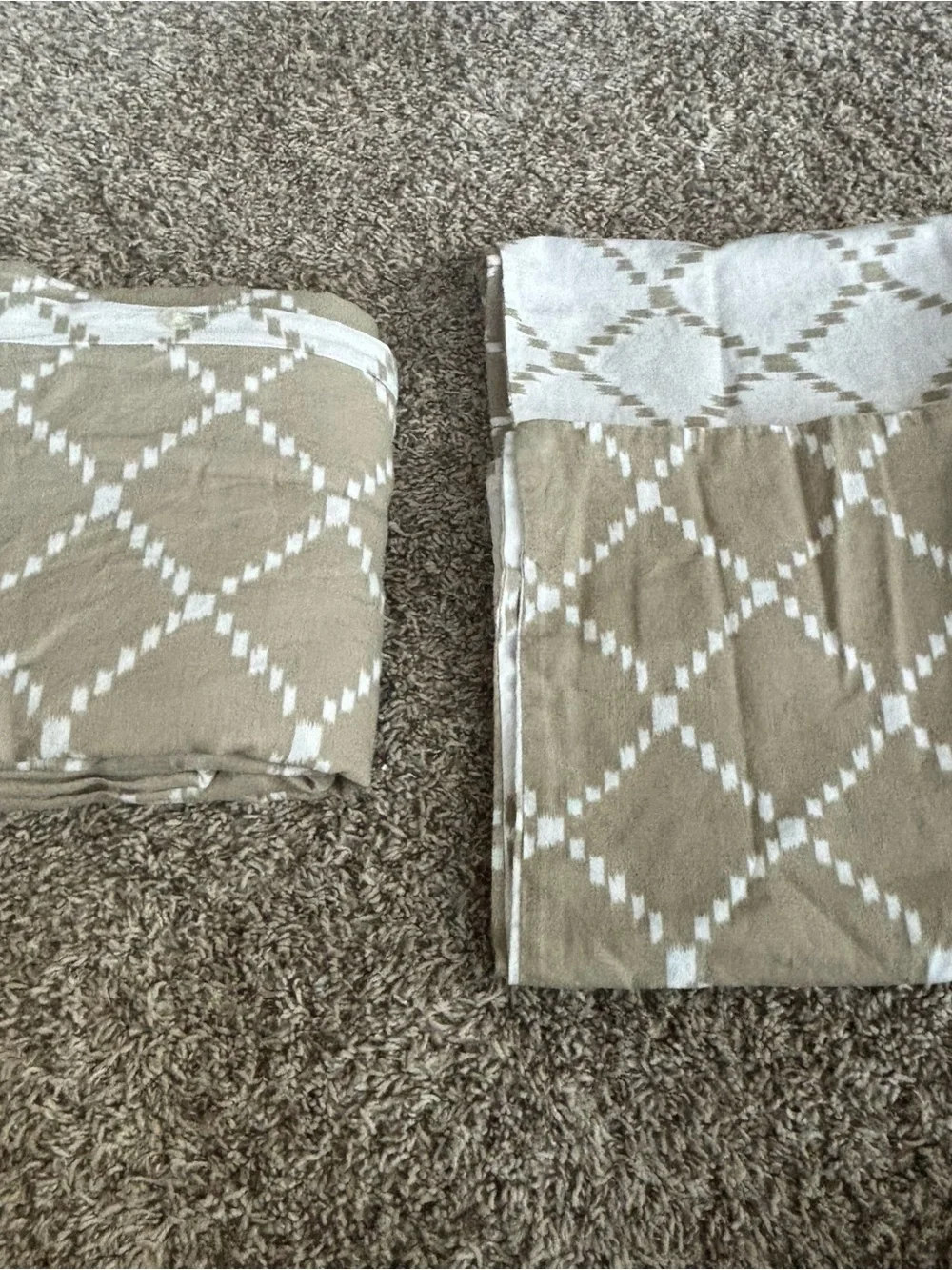 Neutral Beige and White Geometric Duvet cover and 2 pillows set linen cotton